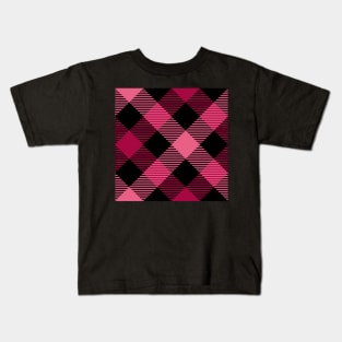 Tartan - Hot Pink and Black Kids T-Shirt